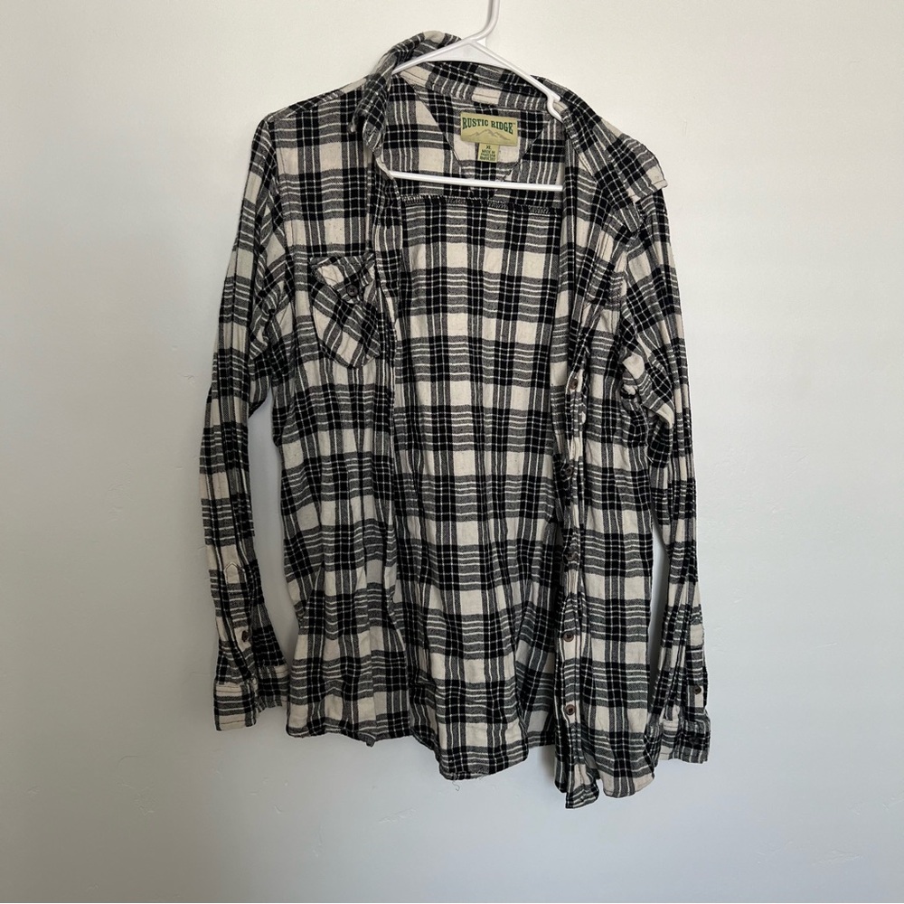 Rustic Ridge Plaid Flannel- Black and Cream